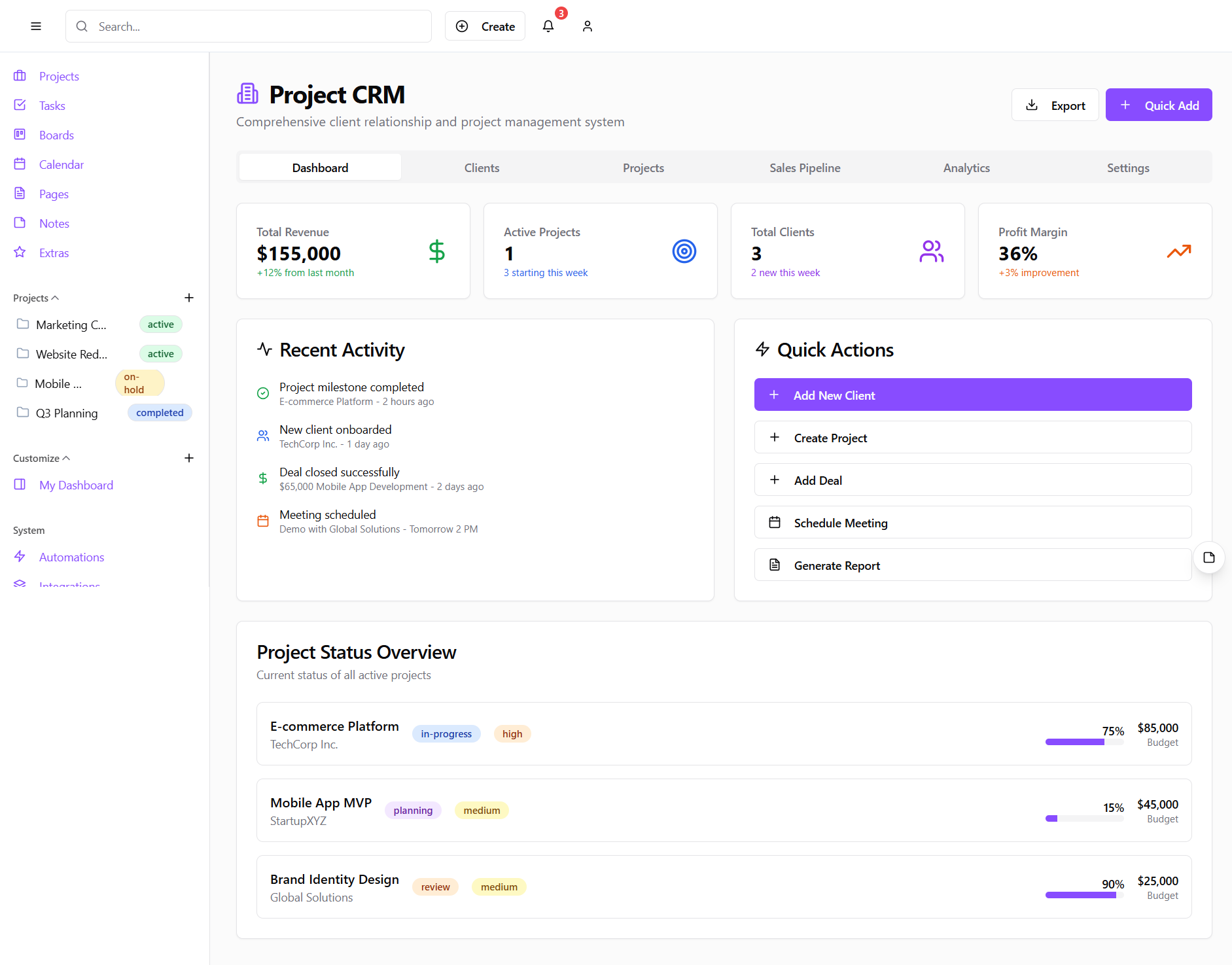 OrganiserAI Project CRM & Management